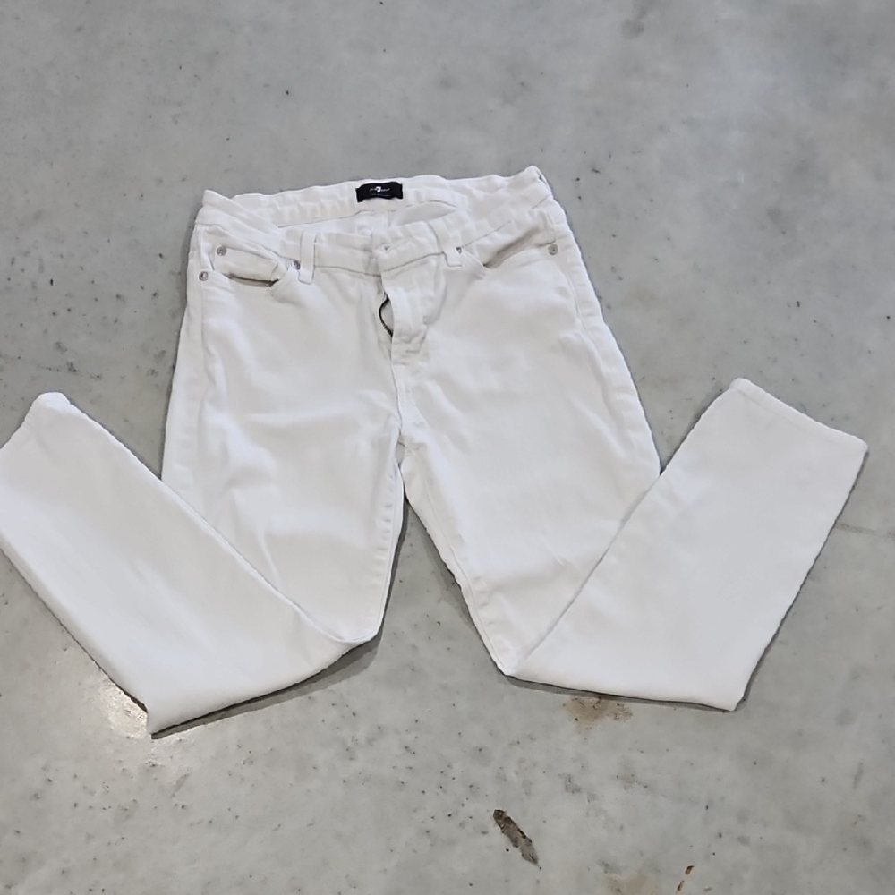 7 For All Mankind Women's Cropped White Jeans